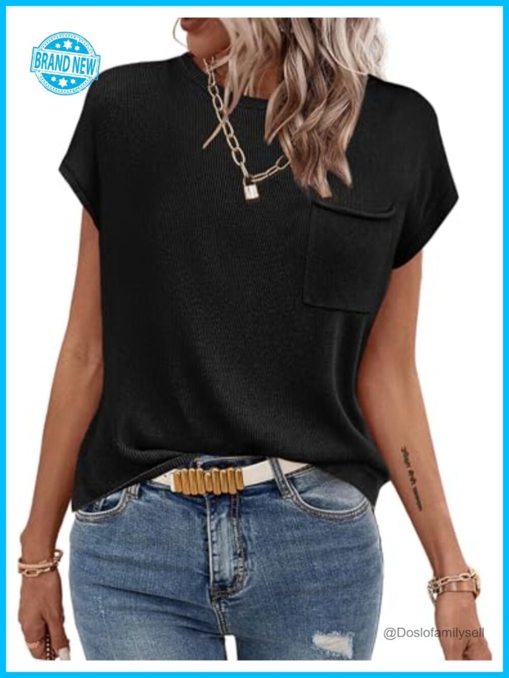 Women's Sweater Vest Loose Fit Cape Sleeve Knit Ribbed Tank Top with Front